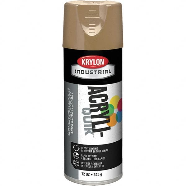 Krylon - Khaki (Color), 12 oz Net Fill, Gloss, Lacquer Spray Paint - 15 to 20 Sq Ft per Can, 16 oz Container, Use on Cabinets, Color Coding Steel & Lumber, Conduits, Drums, Ducts, Furniture, Motors, Pipelines, Tools - Americas Industrial Supply