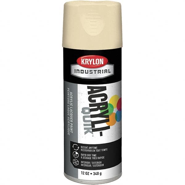 Krylon - Almond (Color), 12 oz Net Fill, Gloss, Lacquer Spray Paint - 15 to 20 Sq Ft per Can, 16 oz Container, Use on Cabinets, Color Coding Steel & Lumber, Conduits, Drums, Ducts, Furniture, Motors, Pipelines, Tools - Americas Industrial Supply