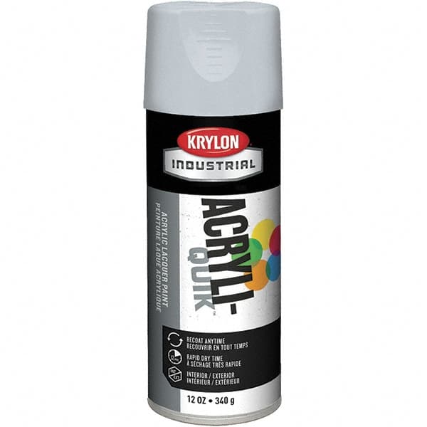 Krylon - Pewter Gray, 12 oz Net Fill, Gloss, Lacquer Spray Paint - 15 to 20 Sq Ft per Can, 16 oz Container, Use on Cabinets, Color Coding Steel & Lumber, Conduits, Drums, Ducts, Furniture, Motors, Pipelines, Tools - Americas Industrial Supply