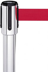 Tensator - 37-3/4" High, 2-1/2" Pole Diam, Tensabarrier Post - 15" Base Diam, White Plastic Post, 7-1/2' Tape, For Outdoor Use - Americas Industrial Supply