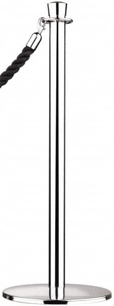 Tensator - 34" High, 2" Pole Diam, Standard Post - 11-1/2" Base Diam, Flat Polished Chrome (Color) Steel Post - Americas Industrial Supply
