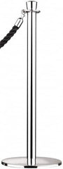 Tensator - 39" High, 2" Pole Diam, Standard Post - 11-1/2" Base Diam, Dome Satin Chrome (Color) Steel Post - Americas Industrial Supply