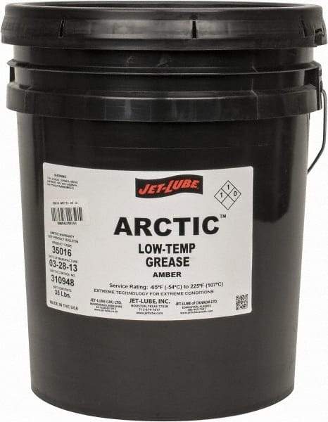 Jet-Lube - 5 Gal Pail Low Temperature Grease - Amber, Low Temperature, 225°F Max Temp, NLGIG 2, - Americas Industrial Supply