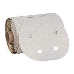 3M - 5" Diam, 120 Grit Aluminum Oxide Adhesive PSA Disc - Fine Grade, Gold, A Weighted Backing, Flexible, Use with Random Orbital Sanders - Americas Industrial Supply