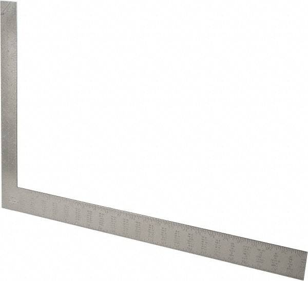 Stanley - 24" Blade Length x 16" Base Length, Buffed Finish, Steel Rafter Square - 0.1", 0.083", 1/16" (Back) & 1/16", 1/8" (Face) Graduation, 1-1/2" Base Width - Americas Industrial Supply