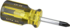 Stanley - #2, 3-1/2" OAL, Stubby Phillips Pocket Screwdriver - 1-1/2" Blade Length, Round Shank, Acetate Handle - Americas Industrial Supply