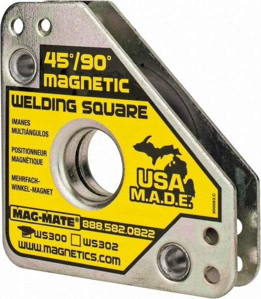 Mag-Mate - 3-3/4" Wide x 3/4" Deep x 3-3/4" High, Rare Earth Magnetic Welding & Fabrication Square - 60 Lb Average Pull Force - Americas Industrial Supply