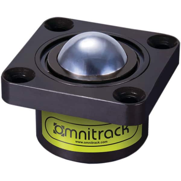 Value Collection - 1-1/2 Inch Diameter, Square, Chrome Steel Ball Transfer - 2-3/8 Inch Overall Diameter, 1 Inch Mount Height, 2,425 Lb. Capacity - Americas Industrial Supply