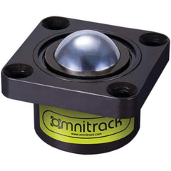 Value Collection - 1-1/2 Inch Diameter, Square, Chrome Steel Ball Transfer - 2-3/8 Inch Overall Diameter, 1 Inch Mount Height, 2,425 Lb. Capacity - Americas Industrial Supply