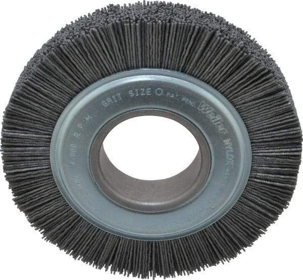 Weiler - 6" OD, 2" Arbor Hole, Crimped Nylon Wheel Brush - 1" Face Width, 1-1/4" Trim Length, 0.04" Filament Diam, 3,600 RPM - Americas Industrial Supply