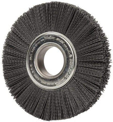 Weiler - 8" OD, 2" Arbor Hole, Crimped Nylon Wheel Brush - 1" Face Width, 2-1/4" Trim Length, 0.04" Filament Diam, 3,600 RPM - Americas Industrial Supply