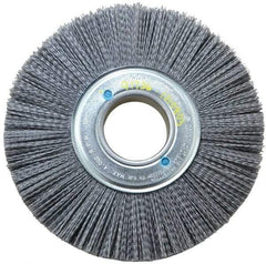 Weiler - 8" OD, 2" Arbor Hole, Crimped Nylon Wheel Brush - 1" Face Width, 2-1/4" Trim Length, 0.04" Filament Diam, 3,600 RPM - Americas Industrial Supply