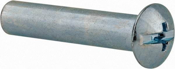 Made in USA - #10-24 Thread Barrel, Slotted/Phillips Drive, Steel Sex Bolt & Binding Post - Zinc-Plated Finish, 1-1/4" Long Barrel - Americas Industrial Supply