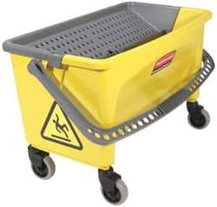 Rubbermaid - 40 Qt Plastic Bucket & Wringer - 14-1/2" Long x 16.1" High x 26.2" Wide, Yellow - Americas Industrial Supply