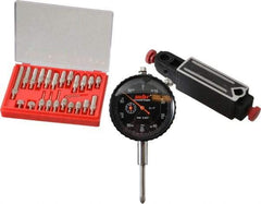Value Collection - 0.001" Graduation, 0-100 Dial Reading, Indicator & Base Kit - 4" Base Length x 1" Base Width x 1" Base Height - Americas Industrial Supply