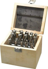 Interstate - 3/16 to 3/4", 2, 4 Flute Square End Mill Set - Uncoated, Cobalt, Single End, Centercutting - Americas Industrial Supply