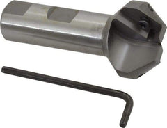 Everede Tool - 41° Lead Angle, 1.414" Max Cut Diam, 11/16" Min Cut Diam, 0.418" Max Depth of Cut, Indexable Chamfer and Angle End Mill - 2 Inserts, APLT 347 Insert Style, 3" Overall Length, Straight Shank, 82° Included Angle - Americas Industrial Supply