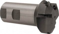Everede Tool - 60° Lead Angle, 1.958" Max Cut Diam, 1" Min Cut Diam, 0.277" Max Depth of Cut, Indexable Chamfer and Angle End Mill - 3 Inserts, APLT 347 Insert Style, 3.2" Overall Length, Straight Shank, 120° Included Angle - Americas Industrial Supply