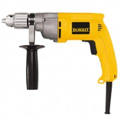 DeWALT - 1/2" Keyed Chuck, 0 to 600 RPM, Pistol Grip Handle Electric Drill - 7.8 Amps, 120 Volts, Reversible, Includes 360° Side Handle & Chuck Key with Holder - Americas Industrial Supply