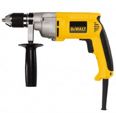 DeWALT - 1/2" Keyless Chuck, 0 to 600 RPM, Pistol Grip Handle Electric Drill - 7.8 Amps, 120 Volts, Reversible, Includes 360° Side Handle - Americas Industrial Supply