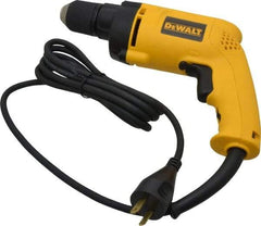 DeWALT - 3/8" Keyless Chuck, 1,200 RPM, Pistol Grip Handle Electric Drill - 6.7 Amps, 120 Volts, Reversible - Americas Industrial Supply