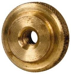 Gibraltar - #10-24 UNC Thread, Uncoated, Brass Round Knurled Check Nut - 1/4" Overall Height, 3/4" Diam x 3/16" Head Height, 1/2" Base Diam - Americas Industrial Supply