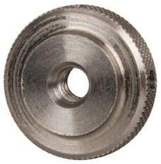 Gibraltar - #10-24 UNC Thread, Uncoated, Stainless Steel Round Knurled Check Nut - 1/4" Overall Height, 3/4" Diam x 3/16" Head Height, 1/2" Diam x 1/16" Base Height - Americas Industrial Supply