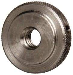 Gibraltar - 1/4-20" UNC Thread, Uncoated, Stainless Steel Round Knurled Check Nut - 1/4" Overall Height, 7/8" Diam x 3/16" Head Height, 5/8" Diam x 1/16" Base Height - Americas Industrial Supply