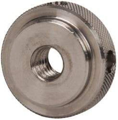 Gibraltar - 5/16-18" UNC Thread, Uncoated, Stainless Steel Round Knurled Check Nut - 3/8" Overall Height, 1" Head Diam, 3/4" Diam x 3/32" Base Height - Americas Industrial Supply