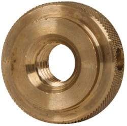 Gibraltar - 3/8-16" UNC Thread, Uncoated, Brass Round Knurled Check Nut - 3/8" Overall Height, 1" Head Diam, 3/4" Diam x 3/32" Base Height - Americas Industrial Supply