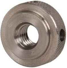 Gibraltar - 3/8-16" UNC Thread, Uncoated, Stainless Steel Round Knurled Check Nut - 3/8" Overall Height, 1" Head Diam, 3/4" Diam x 3/32" Base Height - Americas Industrial Supply