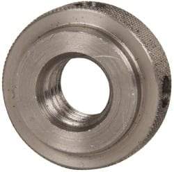 Gibraltar - 1/2-13" UNC Thread, Uncoated, Stainless Steel Round Knurled Check Nut - 7/16" Overall Height, 1-1/8" Diam x 5/16" Head Height, 7/8" Diam x 1/8" Base Height - Americas Industrial Supply