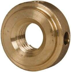 Gibraltar - 5/8-11" UNC Thread, Uncoated, Brass Round Knurled Check Nut - 1/2" Overall Height, 1-3/8" Diam x 3/8" Head Height, 1-1/8" Diam x 1/8" Base Height - Americas Industrial Supply