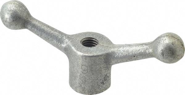 Gibraltar - 2 Offset Arms, 5/8-11" Hole, Zinc Plated, Tapped Speed Handle - 2-1/2" High, 9/16" Arm Diam, 1-3/8" Hub Diam, 7/8" Ball Diam - Americas Industrial Supply