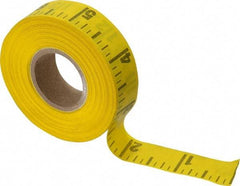 Made in USA - 60 Ft. Long x 5/8 Inch Wide, 1/4 Inch Graduation, Yellow, Adhesive Tape Measure - Reads Left to Right - Americas Industrial Supply