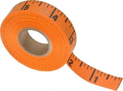 Made in USA - 60 Ft. Long x 5/8 Inch Wide, 1/4 Inch Graduation, Orange, Adhesive Tape Measure - Reads Right to Left - Americas Industrial Supply
