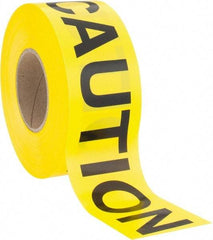NMC - 1,000' Long x 3" Wide Roll, Polyethylene, Black & Yellow Barricade Tape - Message: CAUTION - Americas Industrial Supply