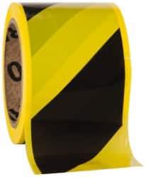NMC - 200' Long x 3" Wide Roll, Polyethylene, Black & Yellow Barricade Tape - Americas Industrial Supply
