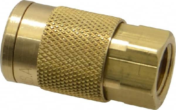 Coilhose Pneumatics - 1/4 Female NPT Acme Pneumatic Hose Coupler - Brass, 1/4" Body Diam - Americas Industrial Supply