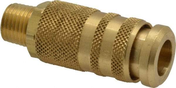 Coilhose Pneumatics - 1/4 Male NPT Industrial/Acme Pneumatic Hose Coupler - Brass, 1/4" Body Diam - Americas Industrial Supply