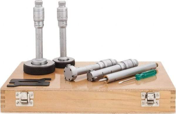 SPI - 0.8 to 1.6", Carbide, Hole Mechanical Inside Micrometer Set - 0.0002" Graduation, 6" Extension Rod Length, (2) Setting Rings Included - Americas Industrial Supply