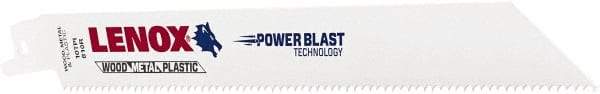 Lenox - 8" Long x 3/4" Thick, Bi-Metal Reciprocating Saw Blade - Tapered Profile, 10 TPI, Toothed Edge, Universal Shank - Americas Industrial Supply