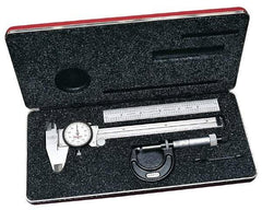 Starrett - 4 Piece, Machinist Caliper and Micrometer Tool Kit - 0 to 150 mm Caliper, 0 to 25 mm Micrometer - Americas Industrial Supply