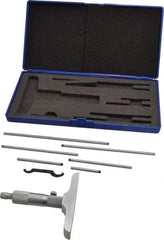 Value Collection - 0 to 6" Range, 6 Rod, Mechanical Depth Micrometer - Ball Thimble, 4" Base Length, 0.001" Graduation, 4.5mm Rod Diam - Americas Industrial Supply