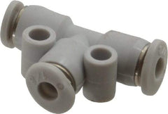 Norgren - 1/8" Tube OD, Brass Push-to-Connect Tube Union Tee - Tube to Tube Connection, 150 Max psi, Nitrile O-Ring, 0 to 175°F Working Temp - Americas Industrial Supply