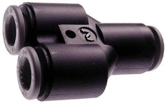 Norgren - 6 x 6 x 4mm Tube OD, Brass Push-to-Connect Tube Parallel Y - 150 Max psi, Tube to Tube Connection, Nitrile O-Ring, 0 to 175°F Working Temp - Americas Industrial Supply