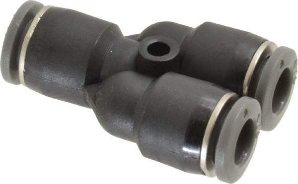 Norgren - 1/4" Tube OD, Brass Push-to-Connect Tube Parallel Y - 150 Max psi, Tube to Tube Connection, Nitrile O-Ring, 0 to 175°F Working Temp - Americas Industrial Supply
