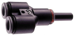 Norgren - 5/16" Tube OD, Brass Push-to-Connect Tube Y Stem Connector - Tube to Stem Connection, 150 Max psi, Nitrile O-Ring, 0 to 175°F Working Temp - Americas Industrial Supply
