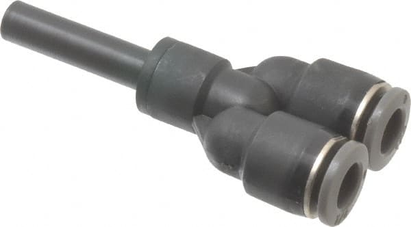 Norgren - 1/4" Tube OD, Brass Push-to-Connect Tube Y Stem Connector - Tube to Stem Connection, 150 Max psi, Nitrile O-Ring, 0 to 175°F Working Temp - Americas Industrial Supply