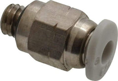 Norgren - 1/8" Tube OD, 10-32 UNF Brass Push-to-Connect Tube Male Connector - Tube to Male UNF Connection, 150 Max psi, Nitrile O-Ring, 0 to 175°F Working Temp - Americas Industrial Supply